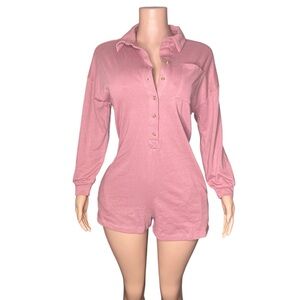 728/Pink Women's Collar Neck dressy Romper